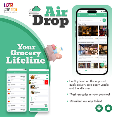 Air Drop | Grocery Shopping Mobile App branding grocery app grocery shopping mobile app mobile app design mobile app development ui website development