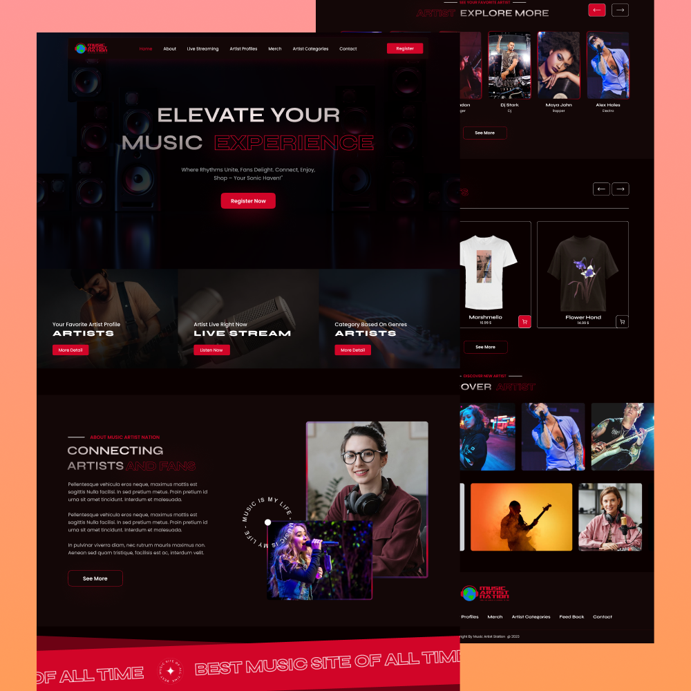 Music Artist Webdesign artist artist landing page artist website dailyui dark webdesign dark website design figma landingpage music music landing page music web music website music website design straming ui uidesign webdesign website