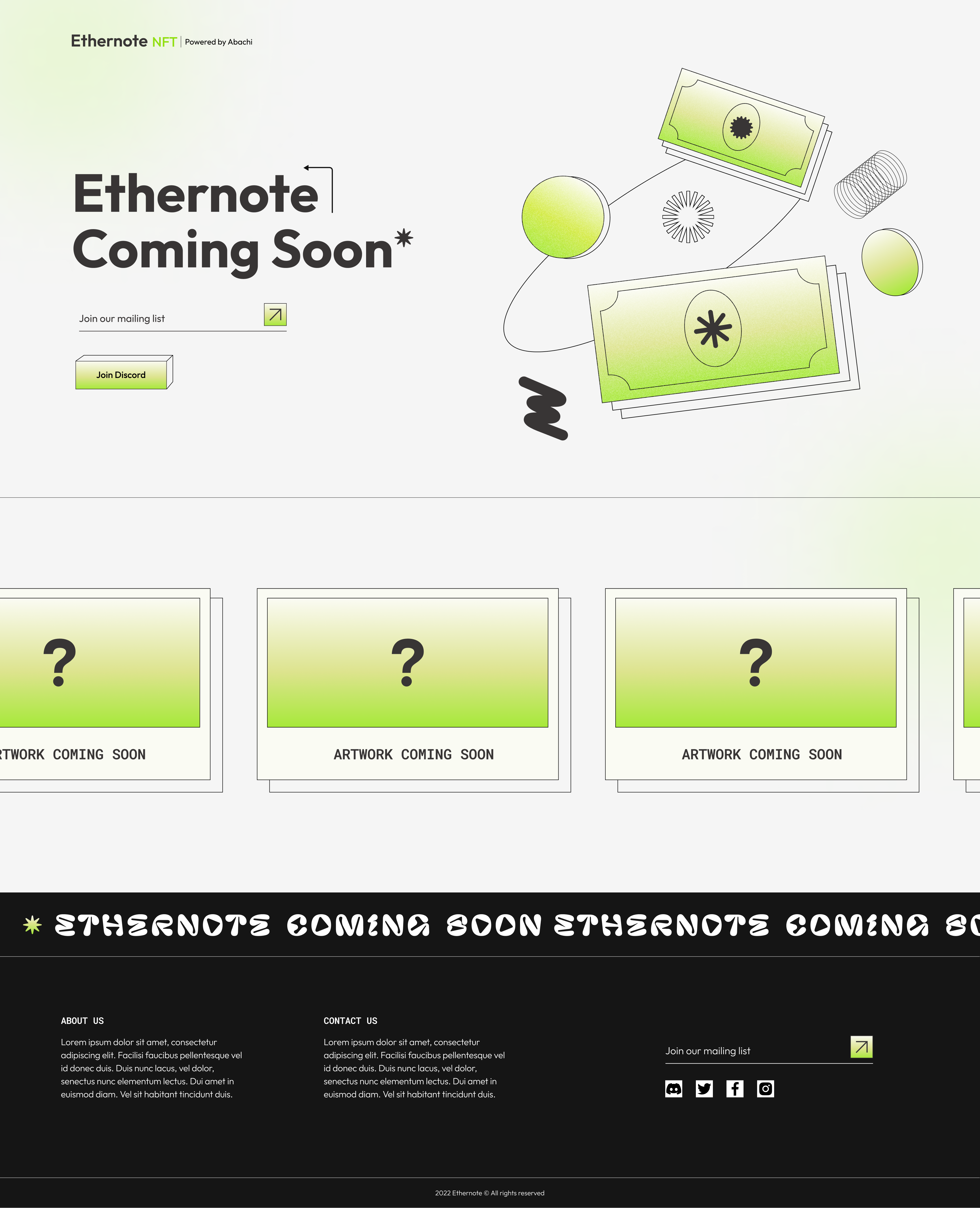 Web 3.0 NFT project landing page design abachi illustration landing page nft note design ui web 3.0