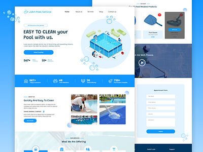 Pool Cleaning Service branding cleaning cleaning company cleaning product cleaning service cleaning services design figma maintenance pool cleaning pool design repair service ui uidesign ux website