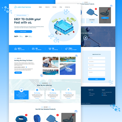 Pool Cleaning Service branding cleaning cleaning company cleaning product cleaning service cleaning services design figma maintenance pool cleaning pool design repair service ui uidesign ux website