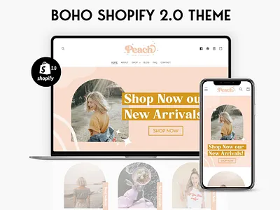 Peach - Boho Pink Shopify Theme boho boutique store boutique templates ecommerce ecommerce templates ecommerce themes ecommerce website online business online shop shopify shopify design shopify template shopify theme shopify theme store store web design web design template web designer website design website template