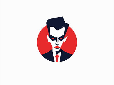 Vampire Logo branding character design dracula elegant evil face geometric icon identity illustration logo man mark red suit symbol tie vampire vector