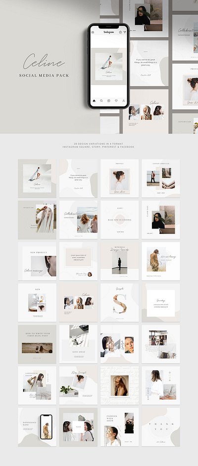 Celine Social Media Pack celine social media pack facebook fashion insta instagram media pack photoshop pinterest post promotion social social media template stories story template