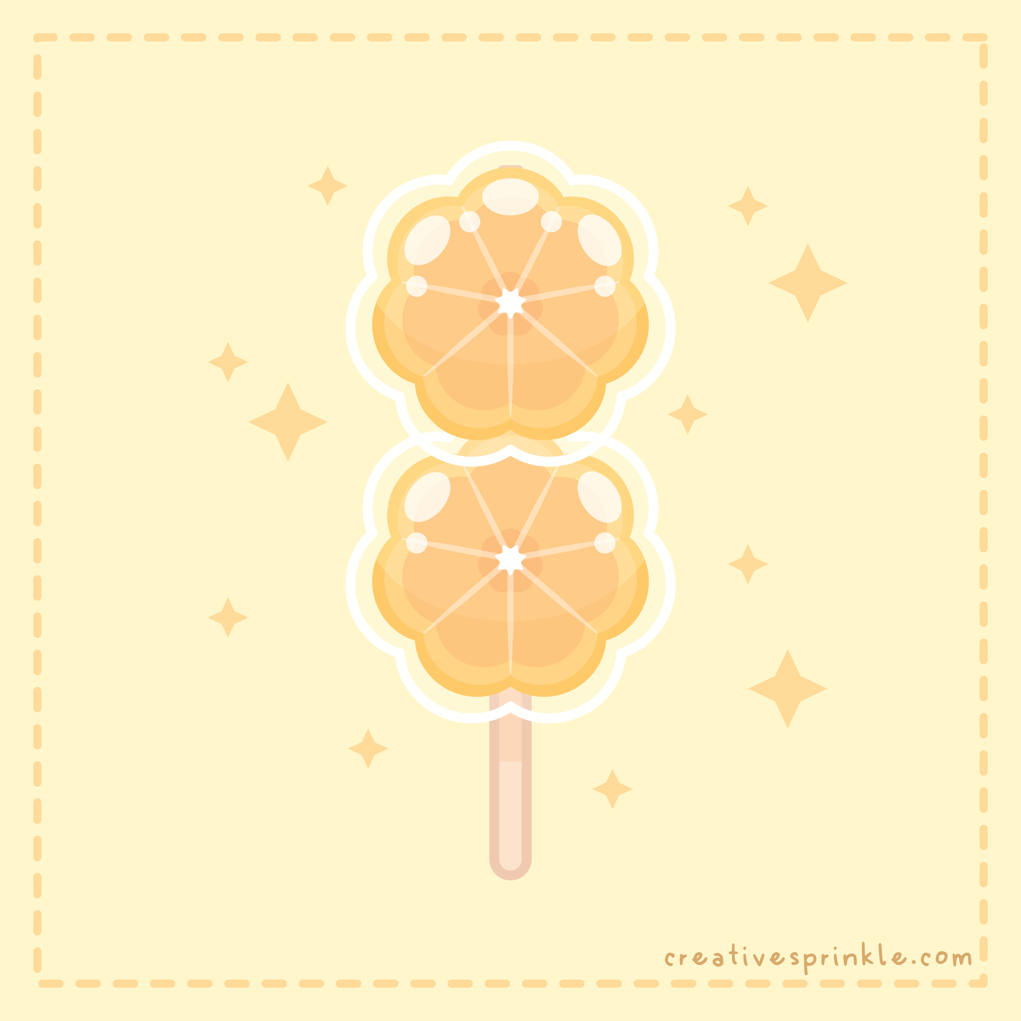Oranges Tanghulu animation candy cute food art fruit funny game art illustration kawaii orange procreate sweets tanghulu vector vector art