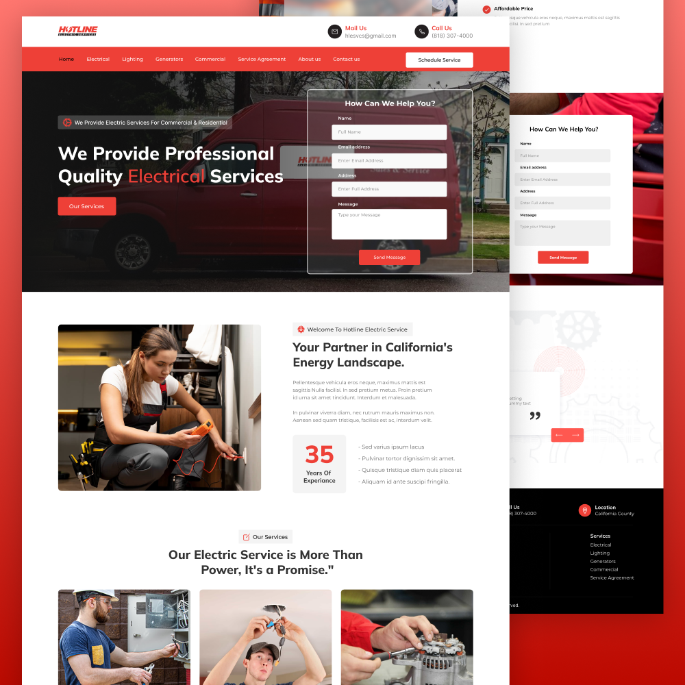 Electric Service building buisness company construction dailyui design electric service electrical electrician figma home service services ui uidesign ux