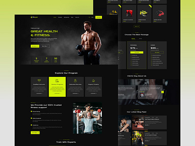 Gym/Fitness Website Design| Landing Page design exercise fit fitness gym gym workout health landing page lifestyle page layout site web sport sporty template training ui uiux ux webpage website