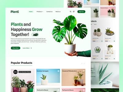 Plant Landing Page UI Design benji plant website bentley plantsight best plant care website best plant information websites best plant website branding can palm plant est indoor plant website landingpage leaf plant plant shopping plant website planti landing page planti website plants ui ux ui design website design