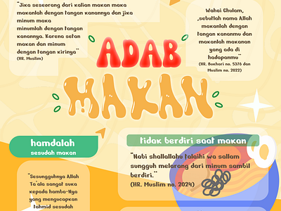 Adab makan - Poster dakwah design food illustration infographic islam poster vector