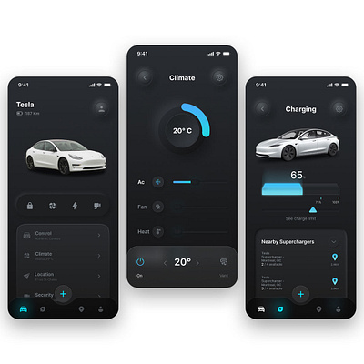 Tesla App UI Designs ui