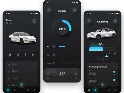 Tesla App UI Designs ui