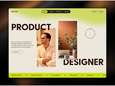 Personal Portfolio - Light Mode Concept colorful creative digital portfolio product designer saas ux ui web webflow yellow