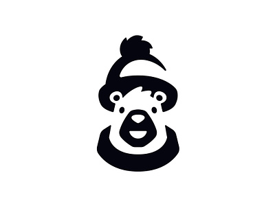 Winter bear animal bear brand branding character design elegant graphic design hat illustration logo logotype mark mascot minimalism minimalistic modern negative space negativespace sign