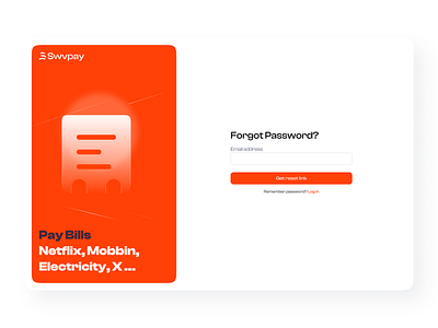 Swvpay Fintech Forgot Password Screen for Web branding fintech forgot password logo saas sign in sign up startup