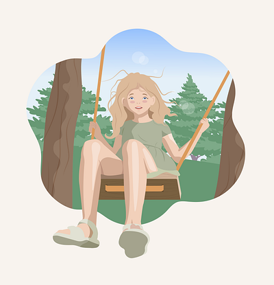 Girl on a swing girl girl on a swing graphic design illustration vector