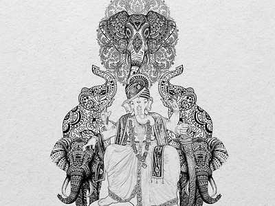 Ganesh - 5 Elephant Asana banner ads brand branding design elephant ganesh ganpati graphic design hindu illustration logo lord morya motion graphics poster sanatan sanatani social media design thekishanmodi ui