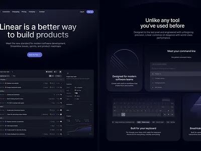 Recreated linear landing page linear ui