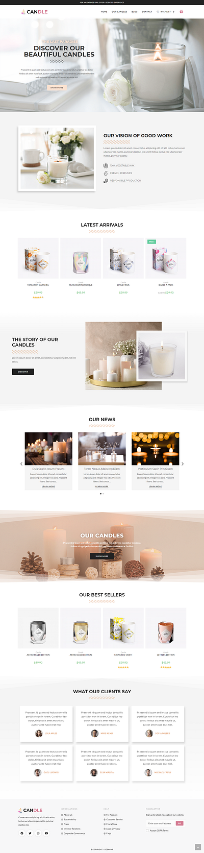 CANDLE E-Commerce Website candle website e commerce website wordpress website