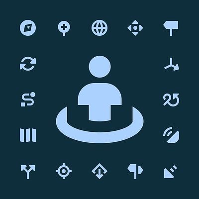 Wayfinding icons arrow compass coordinates direction direction arrows freeform globe gps international journey loading location map marker navigation pin signal signpost target triangles