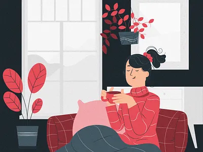 Cozy coffee break Animation 2d animation 2d motion design adobe after effects character character animation city animation coffee break coffee break animation cozy animation cozy video dog tail animation girl and dog illustration lottie motion graphics plants animation room animation svg animation tea time vector