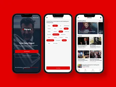 eNews - News Portal App app app design article blog article blog design blog page design latest news magazine mobile mobile app news news app news portal news site newsletter newspaper press release product design trend