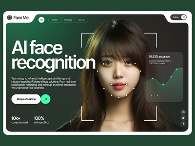 AI face recognition landing page design ai daily design homepage landing page ui web webdesign website