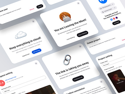 UI Modals Light Components add member & settings add member app app design clean components delete popup error popup memoji modal remove setting ui webdesign