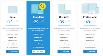 Pricing Listing pricing pricing table ui