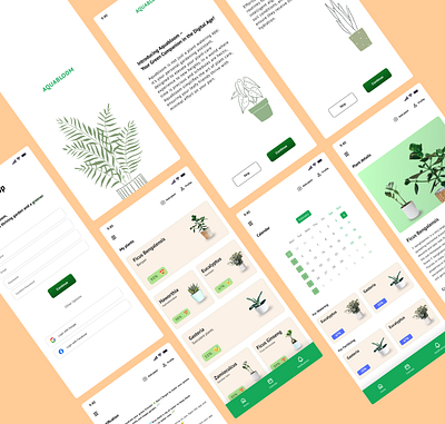 AquaBloom - Plant Watering App appdesign mobileapp mobiledesign plantwateringapp ui ui design uiux uiux design ux webdesign