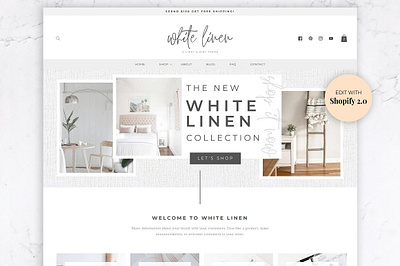 Shopify Theme White Linen business website canva template canva website ecommerce templates ecommerce themes ecommerce website feminine website online shop online store shopify shopify customization shopify design shopify template shopify theme shopify theme white linen small business website web design web theme website design website template