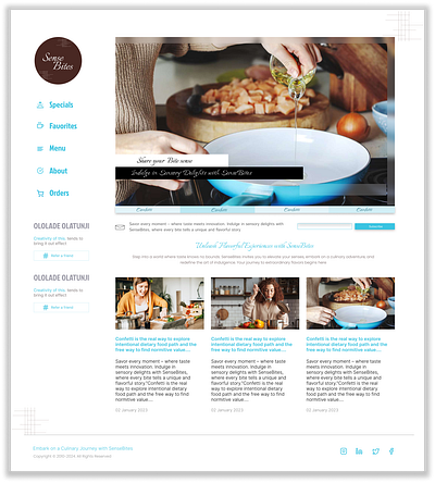 SENSE-BITES - A Food Recipe Website 3d animation branding graphic design logo ui