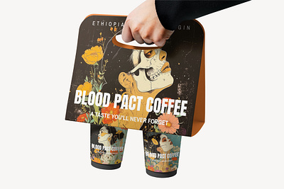 Blood Pact Coffee Carry Packaging coffee branding coffee illustration coffee packaging