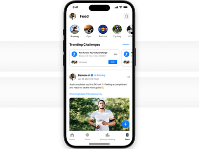 A fitness app social feed feed figma fitness mobile design social social feed ui