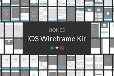 Bones IOS Wireframe Kit android app application blog bones ios wireframe kit e commerce fashion graphics ios iphone mobile multimedia photoshop sketch ui ux web elements web elements kit wire frame wireframe
