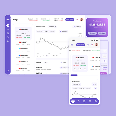 Logo | Trade Currency pairs webapp app design ui ux website