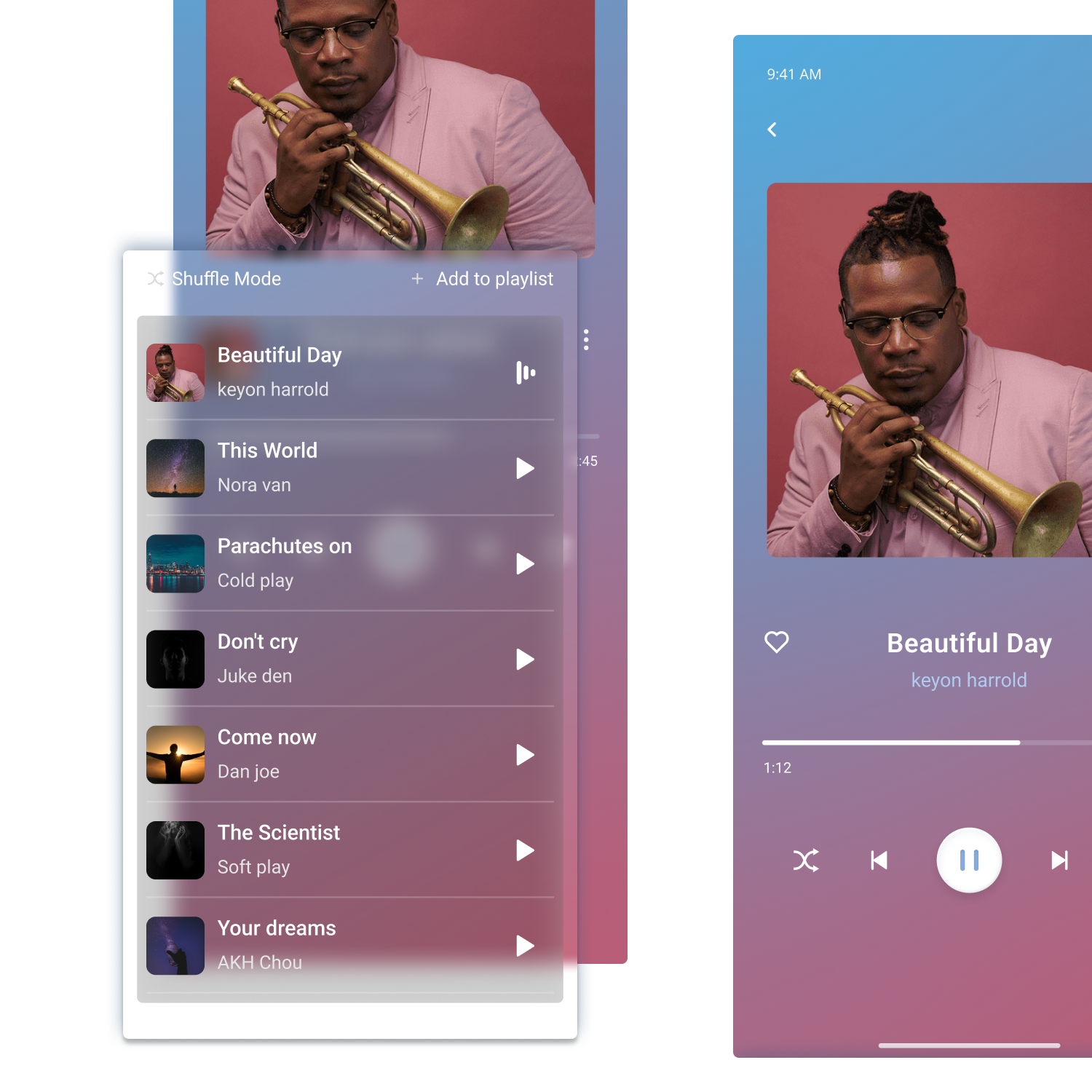 Music Listing - Glass Effect branding figma graphic design illustration interfacedesign ui uiux ux