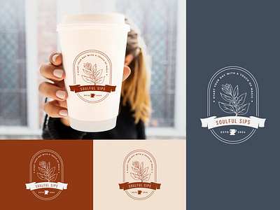 Soulful Sips : A coffee brand logo bakery cafe cafeteria coffee coffeebrand coffeelogo coffeeshop handdrawn logodesign