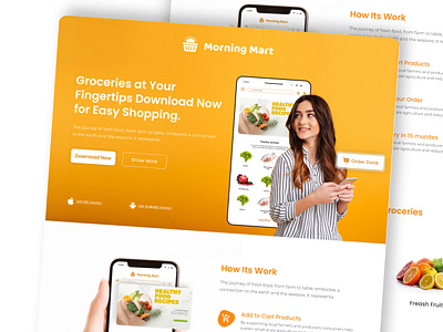 Grocery App - Landing page design. app landing page app launch e grocery fruite grocery grocery app grocery store landing page landing page design online grocery responsive ui ui design uiux user interface ux design vegetable