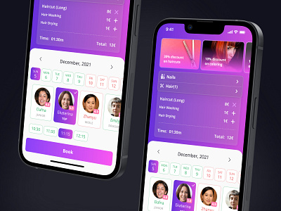 Booking to a beauty salon app graphic design mobile ui ux
