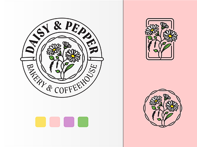 Daisy & Pepper | Logo badge bakery circle coffee daisy flower logo pepper small buisness