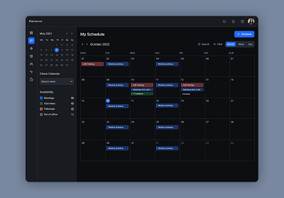Dark theme Calendar ⭐️ calender dark theme design experience scheduler ui ui ux visual