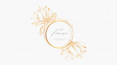 Golden Frame with Flowers graphic design