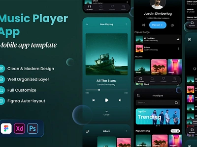 Musique - Music Player Streaming App Design app application cellphone digital illustration interface internet media mobile multimedia music phone player playlist radio smartphone sound stream technology