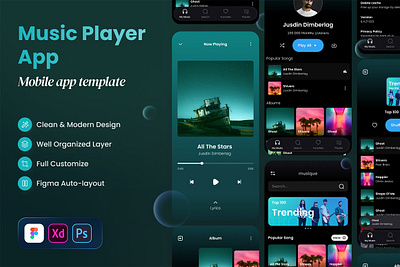 Musique - Music Player Streaming App Design app application cellphone digital illustration interface internet media mobile multimedia music phone player playlist radio smartphone sound stream technology