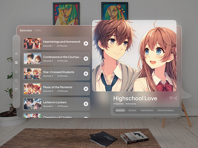 OTT Movie Interface Design Concept in Vision Pro 🍿🕶️ anime apple ar design augmented reality entertainment glassmorphism japanese manga minimalist movie ott product design tv ui design uiux ux design vision pro web design web series website design