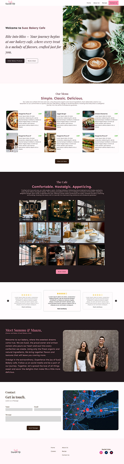 Cafe Bakery Landing Page bakery website design branding cafe website design figma flat design landing page ui ux website design