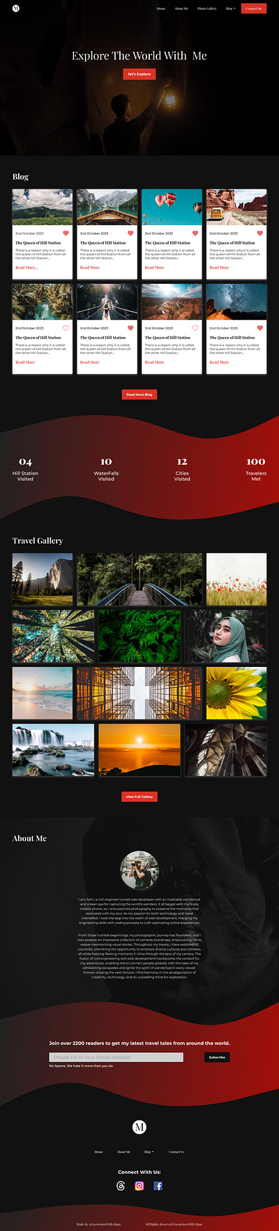 Travel Blog Website Design blog design branding figma flat design landing page travel blog design ui uiux website design