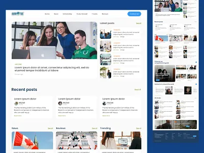 Student News Portal 🧑‍🎓 | Website Template branding client design figma flat design freebie landing page news online courses scholarship student portal study abroad template theme ui ux university webiste design website