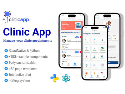 Clinic Pro - Patient Management App android app clinic dashboard django ios python react