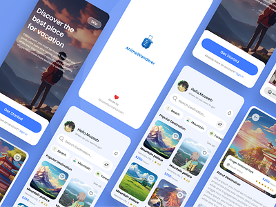 Travel Anime App UI Design #dailyuidesign app design explore ui mobile app tourism app design travel travel agent travel app travel app ui travel experience ui ui design user interface ux